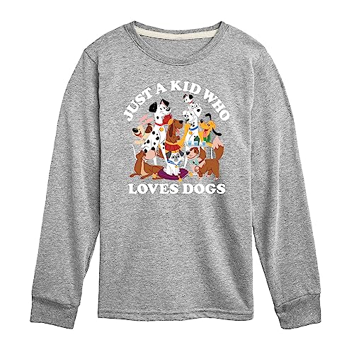 Disney Classics - Cats & Dogs - Just A Kid Who Loves Dogs - Toddler and Youth Long Sleeve Graphic T-Shirt