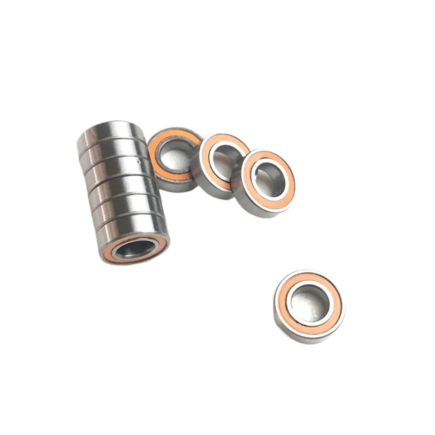 10PCS MR105RS Bearing ABEC-3 5X10X4 mm Miniature MR105-2RS Ball Bearing Orange Seal MR105 2RS Quality