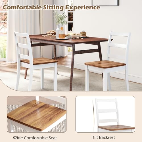 Image of COSTWAY Dining Chairs Set of 2, Mid-Century Modern Wooden Chairs, White