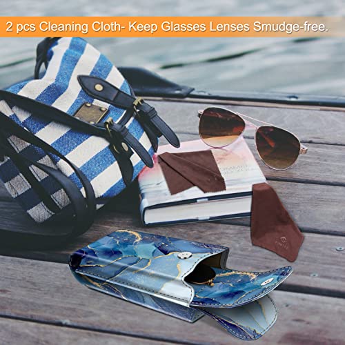 Image of FINTIE Double Glasses Case with Carabiner Hook, Portable Vegan Leather Eyeglass Case Anti-scratch Sunglasses Pouch
