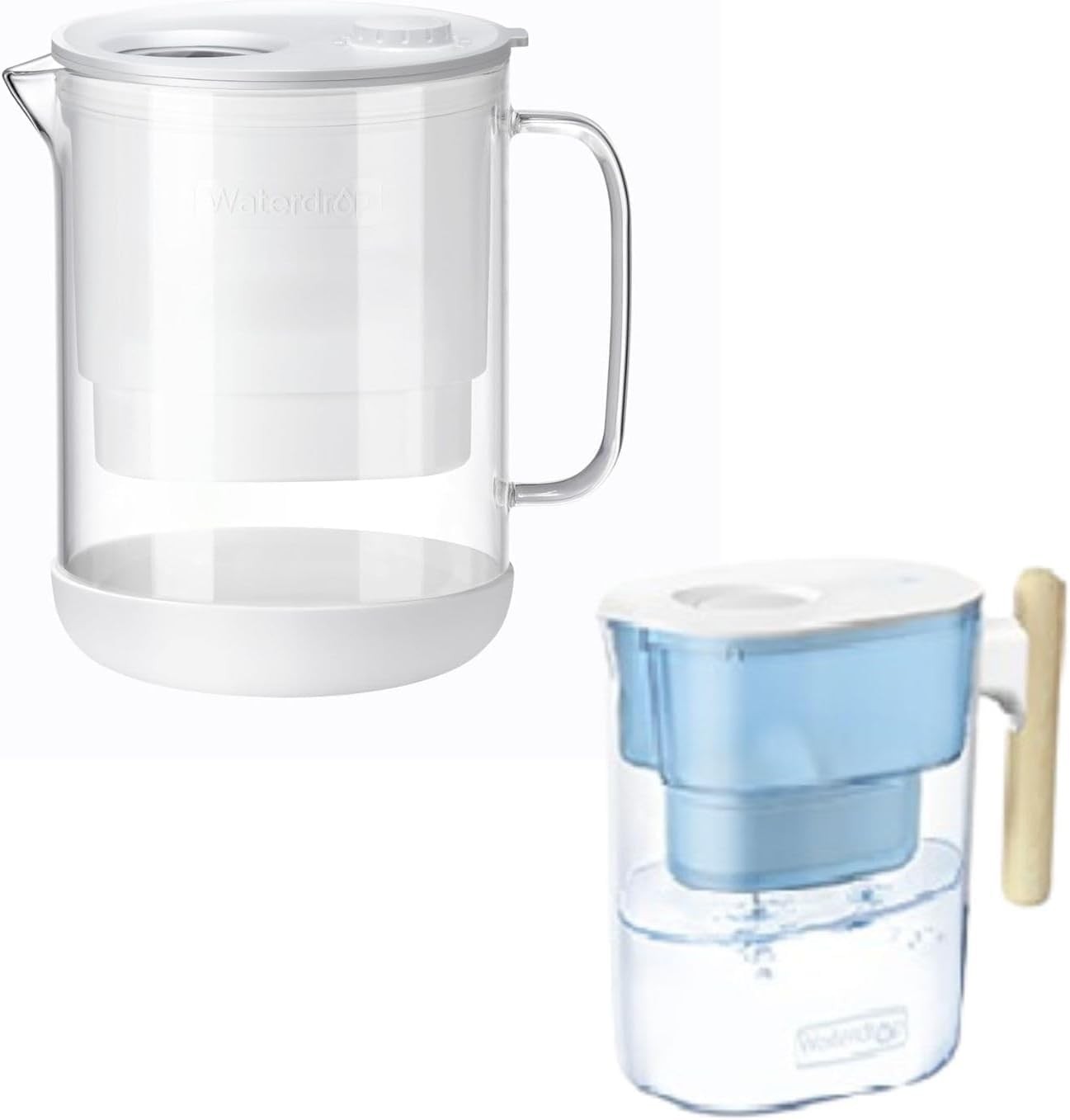 Waterdrop Glass Water Filter Pitcher, Eco-Friendly, with NSF 53&42&372 Certified Filter, Waterdrop 200-Gallon Long-Life Chubby 10-Cup Large Water Filter Pitcher with 1 Filter, BPA Free