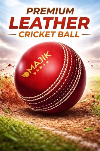 Image of Kabello Cricket Leather Ball for Tournament Game Practice Ball for Matches Water-Resistant and Hand-Stitched Leather Ball (Set of 10 Balls)