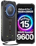 Ulefone RugKing Rugged Smartphone, 16GB+256GB/2TB TF, 9600mAh Dock Charging, 126dB Speaker, Android 15, 50MP Waterproof Camera, 5.99 inch IP68 Outdoor Armor 4G Mobile Phone Unlocked, 3-Card Slot NFC