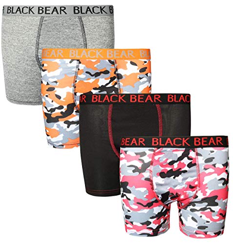 Black Bear Boys’ Underwear - 4 Pack Performance Compression Boxer Briefs (4-18)