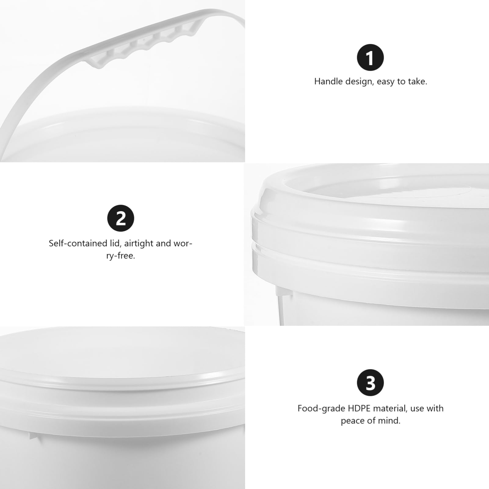 jojofuny Secchio per Pittura Bianco da 10l in Hdpe Ermetico e Resistente Agli Urti con Coperchio, per Imballaggio Vernici e Conservazione Quotidiana