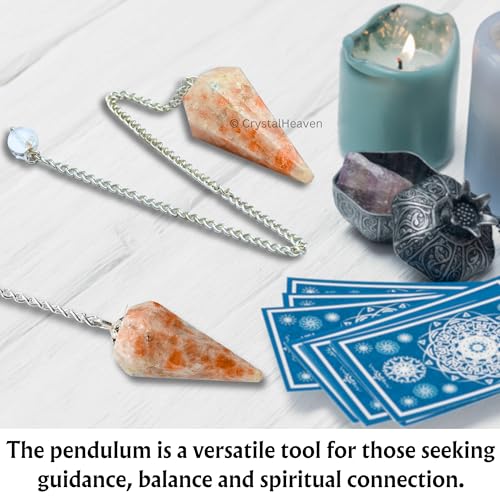 Image of Sunstone Pendulum Dowsing Tool - Natural Crystal Pendulum for Spiritual Guidance - Premium Dowser Pendulum for Accurate Divination and Energy Healing - Perfect for Energy Healing and Chakra Balancing - Handcrafted with Precision and Elegance