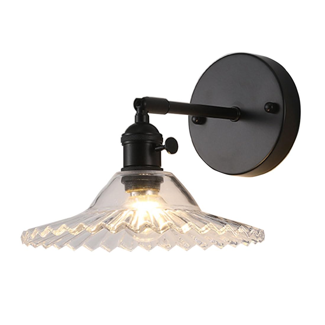 HUAYUSEDF Vintage Wall Sconce Indoor Modern Bedside Lamp with Glass Lampshade Retro Style Lights for Bedroom, Living Room, Porch, Entryway and Dining (Amber)(Transparent)