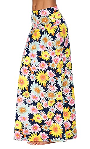 Image of Urban CoCo Women's Stylish Spandex Comfy Fold-Over Flare Long Maxi Skirt
