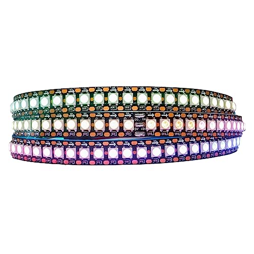 Image of WS2812B IC RGB 5050SMD ECO Individual Addressable LED Strip Light, 3.2FT 144LED /m Flexible Full Color IP30 DC5V Black PCB for DIY Project (No Power Adapter or Controller)