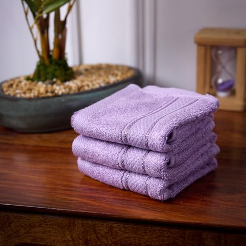 Image of Bamboo Soul Bamboo Face Towel | Ultra Absorbent & Super Soft | 30 x 30 cm - 550 GSM | Pack of 3 (Lilac Purple)