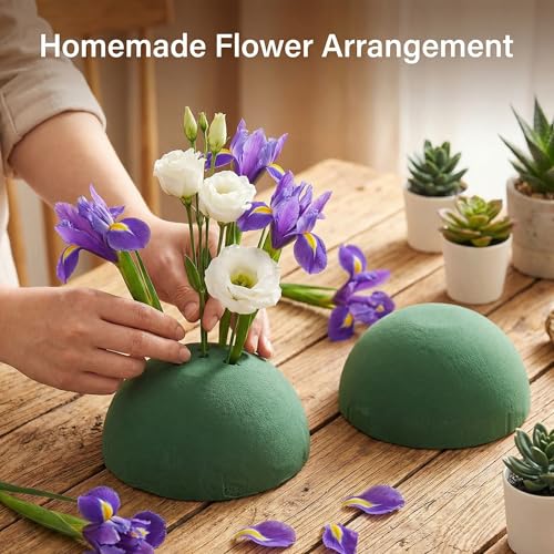 Image of Goaste 6 Pack Half Ball Floral Foam, 5.5 x 3 Inch Green Dry Florist Foam, Half Round Flower Foam Blocks for Fresh & Artificial Flowers, Hemispherical Plant Foam for Wedding Garden, DIY Craft, Aisle