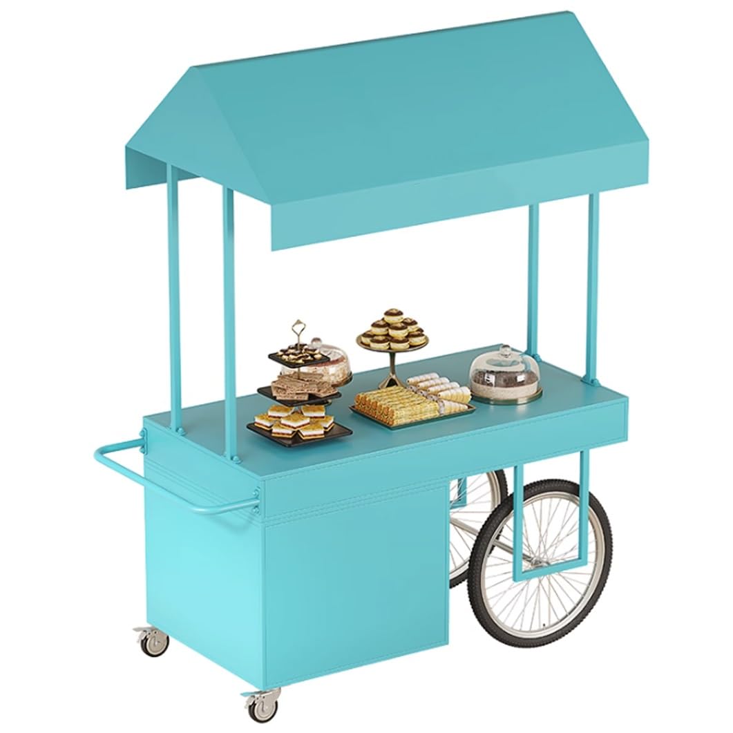 Carrello mobile del fornitore dell'alimento, carrelli alimentari portatili con il baldacchino e i cassetti di stoccaggio, Banco di mostra dell'alimento del metallo per la stalla del mercato