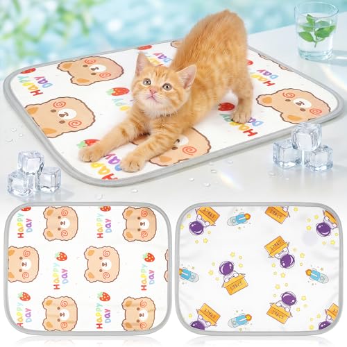 GLGHMH 2 Pack Pet Cooling Mat 50x40cm Summer Cool Pad for Small Animals Breathable Ice Silk Sleeping Mat Washable Pet Cooling Pad for Rabbits Guinea Pigs Hamsters Puppies