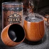Charred Oak Whiskey Glasses Set of 2, 10oz Handcrafted Wooden Tumblers โ Shatterproof Bourbon Glass Pair, Gift Set for Fathers, Dad, Him, Husband | Birthday & Retirement Gifts for Men from Son, Wife