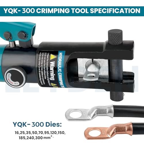 Image of LEYDEN YQK-300 Hydraulic Crimping Tool 16-300mm for Copper, Aluminum Terminal Pliers 120KN Pressure Manual Crimper for Cable Lugs Termination with 11 Pair of Dies