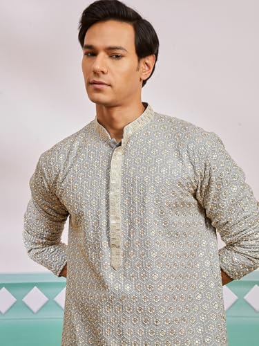 Ensemble de pyjama brodé Chikankari VASTRAMAY : cadeau homme idéal - 4