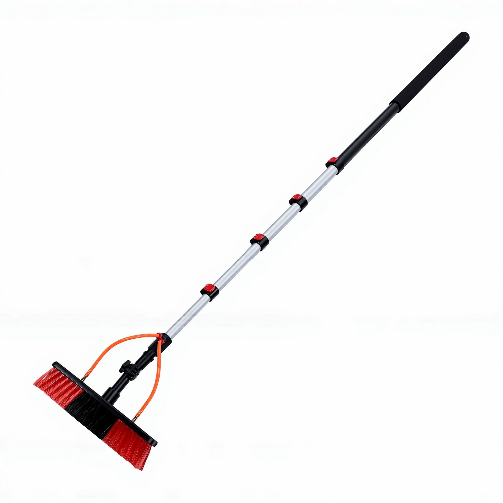 SIXRUN Kit Spazzola per la Pulizia del Pannello Solare con Asta Alimentata Ad Acqua, di Pulizia Telescopico in Alluminio da 15 Piedi a 5 Sezioni, Spazzola e Dispenser di Sapone per Finestra, Grondaia,