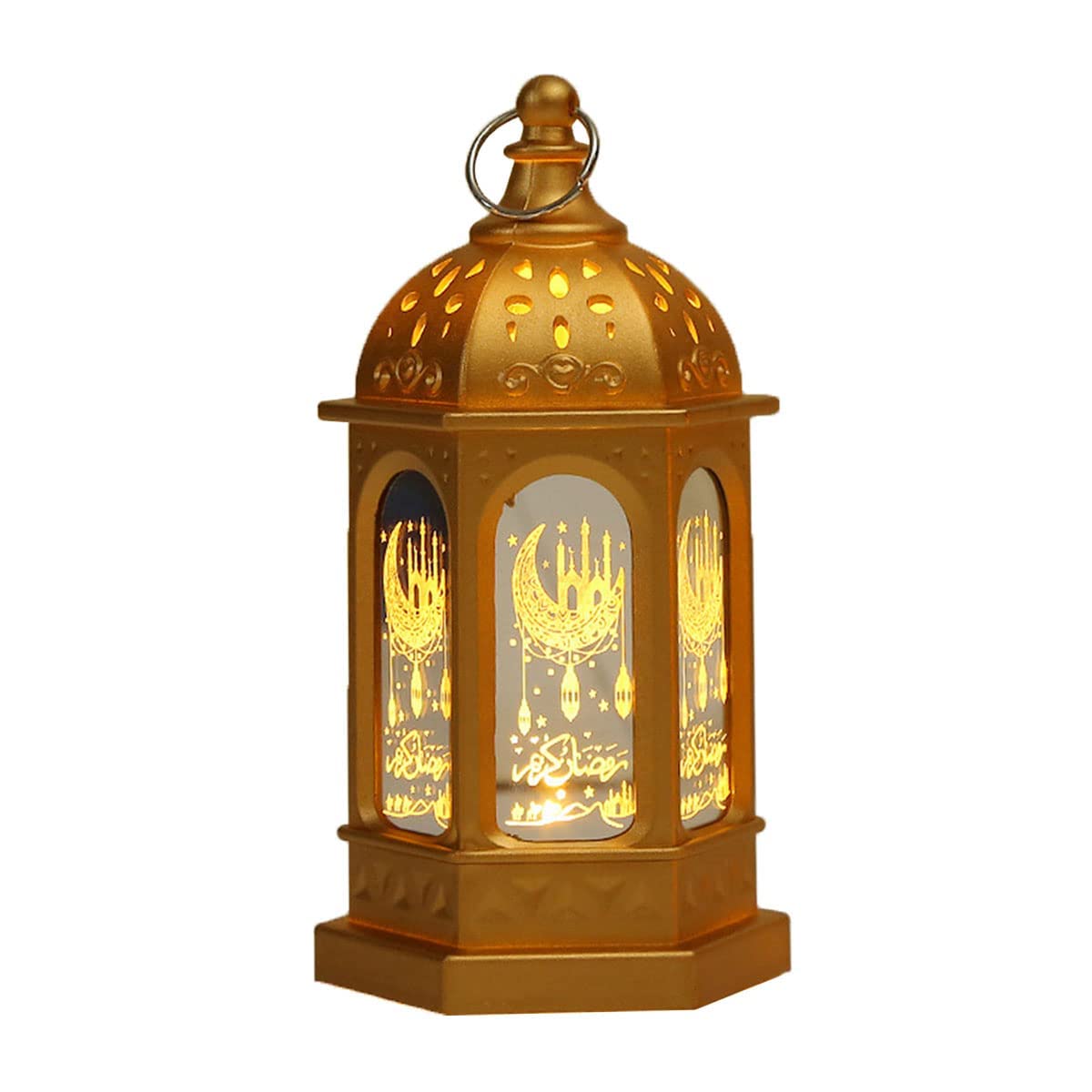 Ramadan LED Wind Lights,Ramadan Lantern Retro Crafts Decorations for Home,Ramadan Gifts for Kids - Ramadan Decorations for Table, Party Decor (Gold)