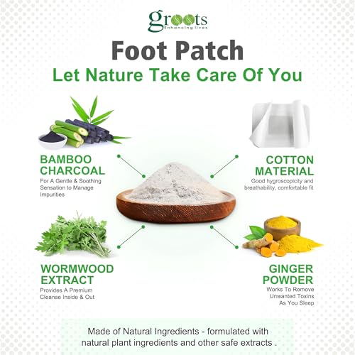 Image of GROOTS Premium New Foot Patches Stress Relief Patch Solution, Toxin Remover cleansing Foot Pads, Pain Relief,Weight Loss Sleep Patch for Detoxification, For Men & Women (1 BOXES = 10 Patches)