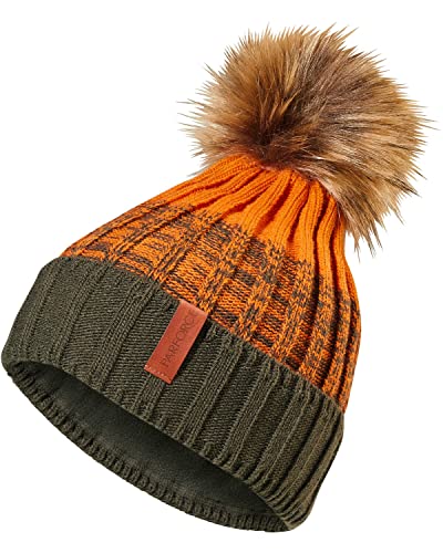 Parforce Damen Bommelmütze Oliv/Orange Einheitsgröße