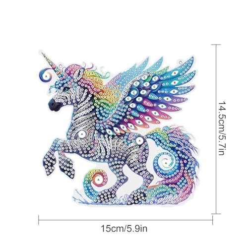 Image of AiYuanzsh Rainbow Zebra Diamond Painting Pendant, DIY Diamond Art Sparkling Acrylic Hanging Decoration, Unique Zebra Design Wall Art Craft Kit for Adults