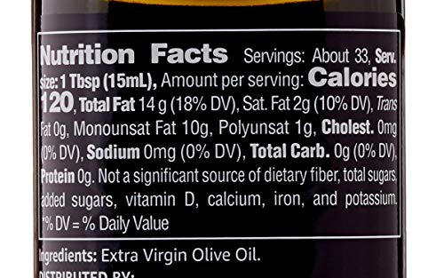 Amazon Brand - Happy Belly Extra Virgin Olive Oil, Mediterranean Blend, 16.9 Fl Oz (500mL) (Previously Solimo)