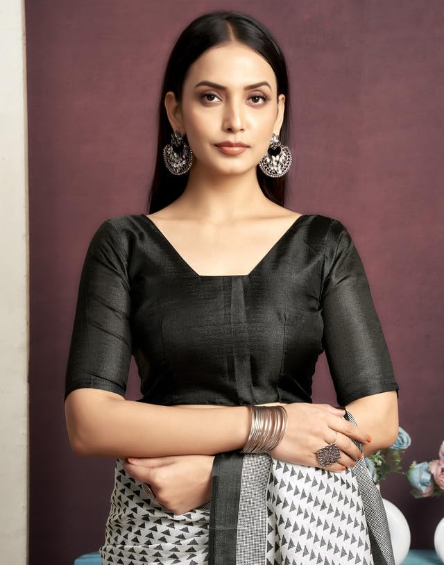 Image of SIRIL Women's Bagalpuri Silk Saree | Varli Printed Saree With Unstitched Blouse Piece