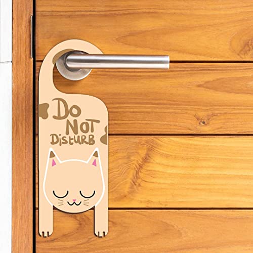 Image of CVANU Do Not Disturb Cat Shaped Wooden Door Sign Hanger Size(24cm x 8.5cm) cv64