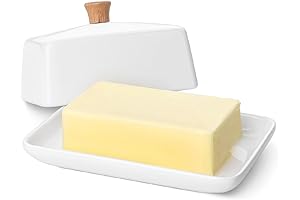 Flexzion European Ceramic Butter Dish for Countertop