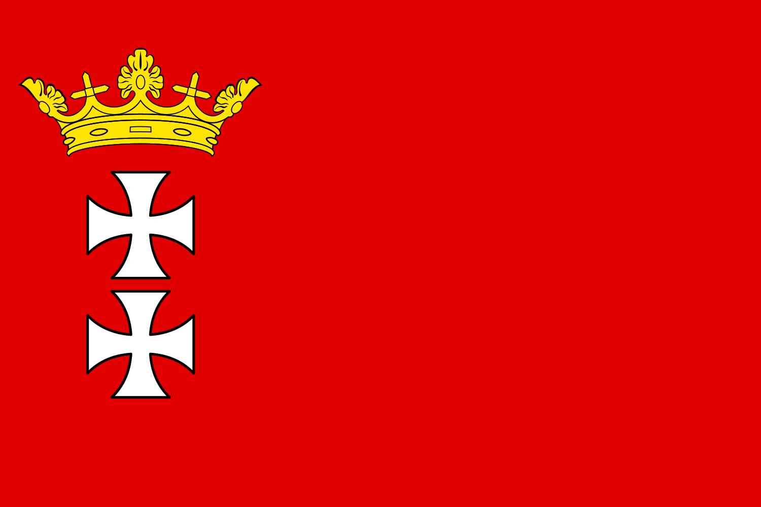 Drapeau de Gdańsk variante héraldique aux finitions de prestige