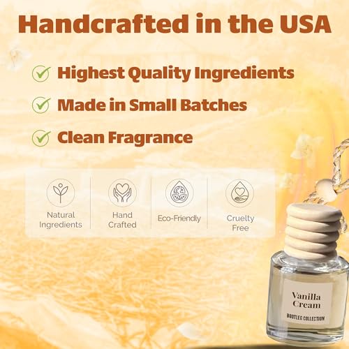 Image of Car Air Freshener Diffuser, Vanilla Cream Aromatherapy, Natural Fragrance Oil, Long Lasting, By Bootleg Collection, Made in USA