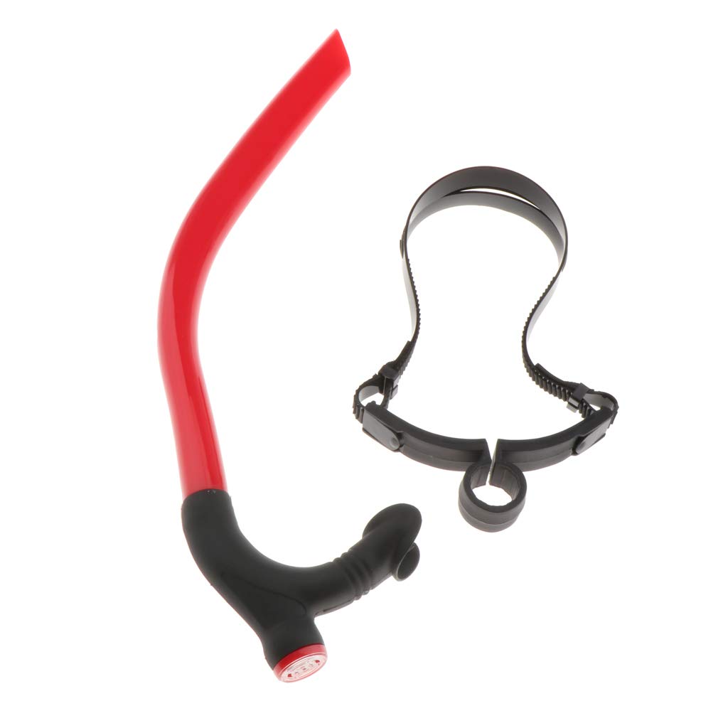 Tubo respiratorio in silicone per centro di nuoto, con cinghia regolabile per la testa, colore rosso