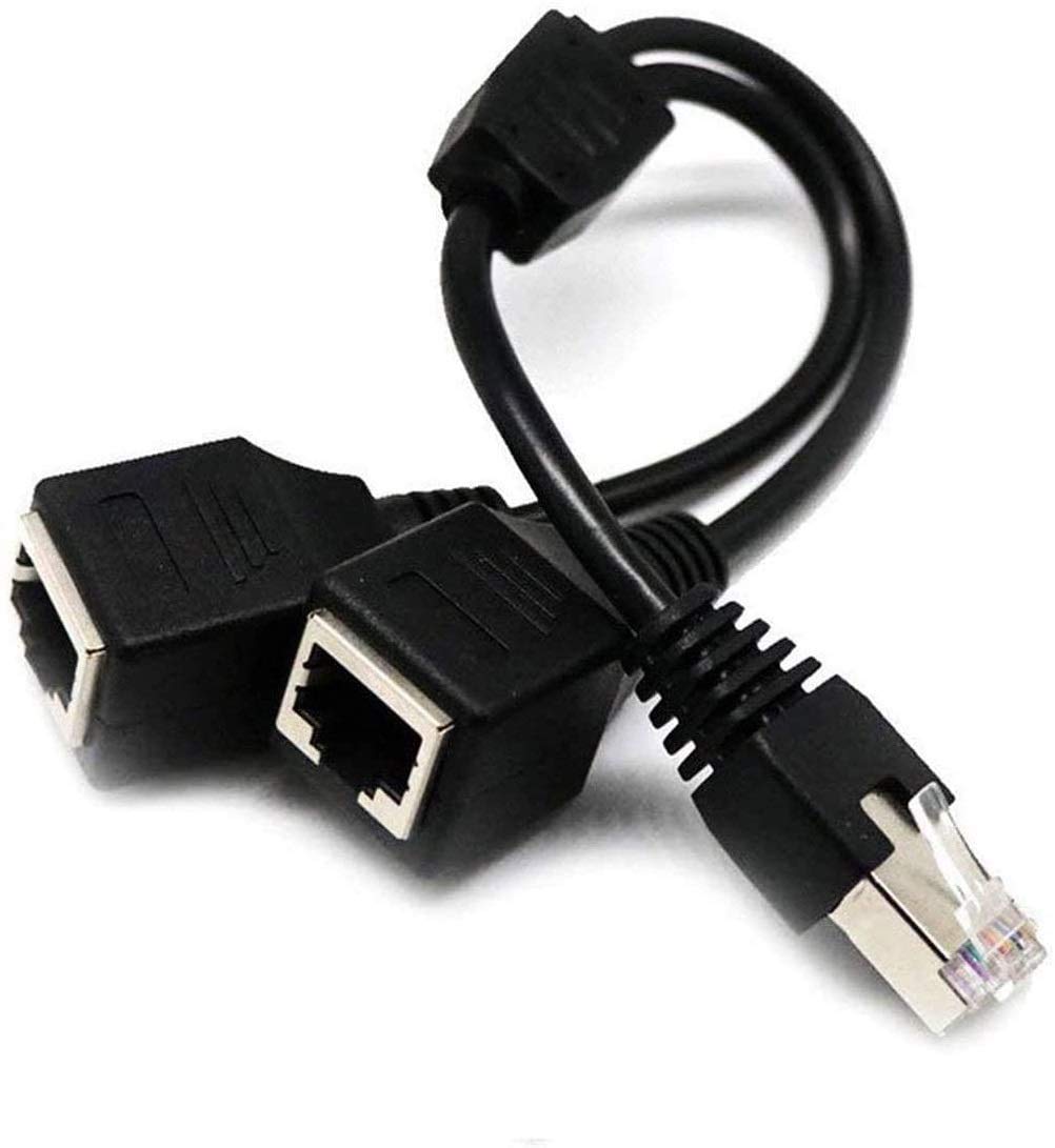 RJ45 Network Splitter Adapter Cable,RJ45 1 Male to 2 Female RJ45 Splitter LAN Ethernet Network Extension Cable Adapter Suitable for Super Cat5,Cat5e,Cat6,Cat7 LAN Ethernet Socket Adapter Connector