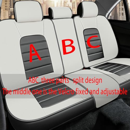 Image of Fit for Sedan SUV Pick-up Truck,Automotive,Ice Slik Nappa Leather Car Seat Covers,Waterproof Durability Washable Seat Covers,5 Seat Complete Set Luxury Car Seat Cover(Gray & White)