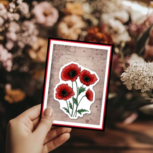 GLOBLELAND Mohnblumen Cling Stamps 22x18 cm Frühling Blumen Haftstempel Pflanze EVA Gummi Stempel Für Die Kartengestaltung Fotoalbum Papierbasteldekor DIY Scrapbooking