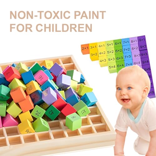 Einmaleins Spiel,1x1 Multiplikationsbrett für Grundschüler Einmaleins Holzrechenbrett, multiplikationsbrett, Ein Mal Eins Lernen, Mathematik Spiele, Kinder Lernspielzeug Geschenk für Kinder