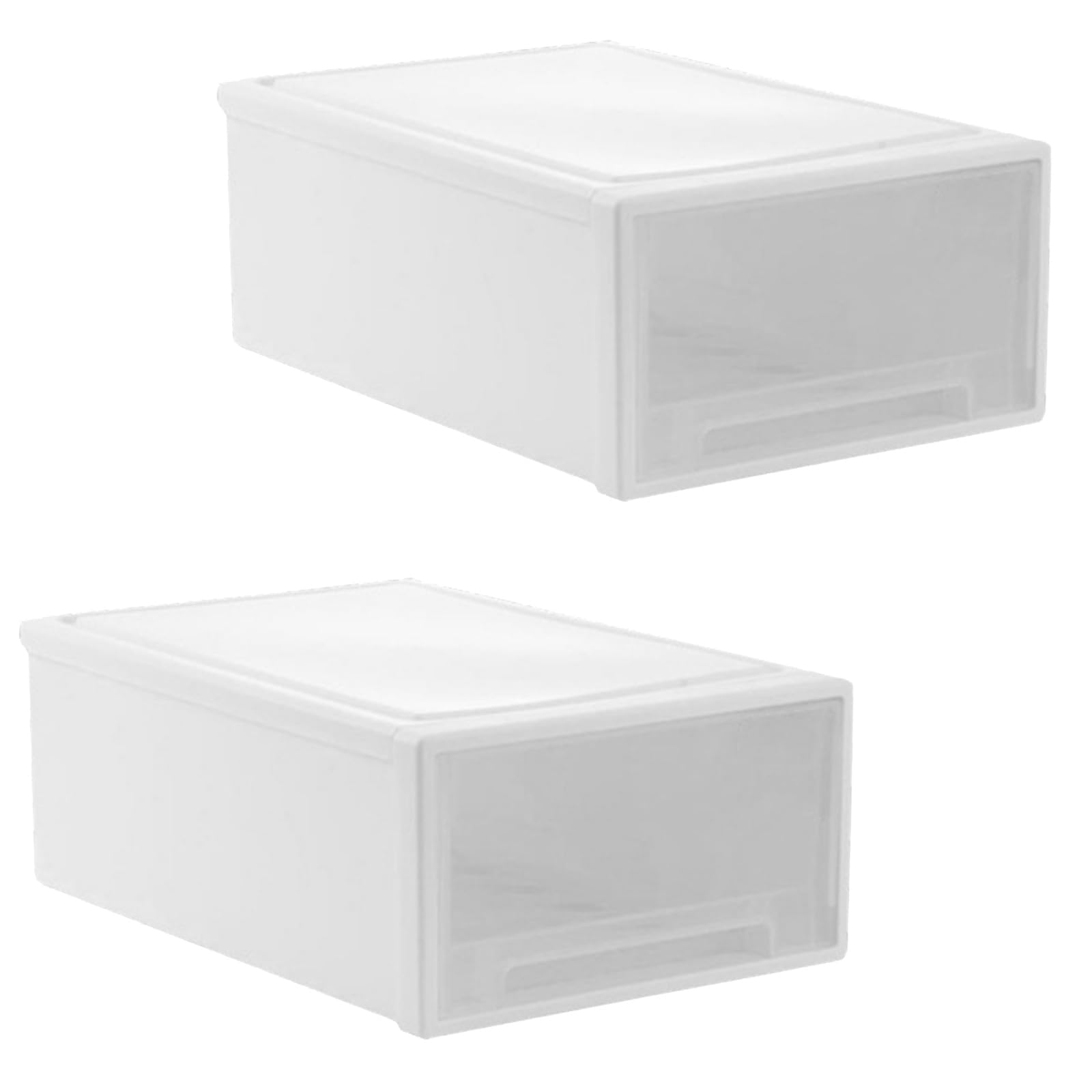 YunBey 2 Cajones Organizadores Plastico Cajones Almacenaje Apilable Organizador Escritorio Cajones para Oficina Dormitorios Cocinas Escuela (27 x 19 x 10,5 CM)