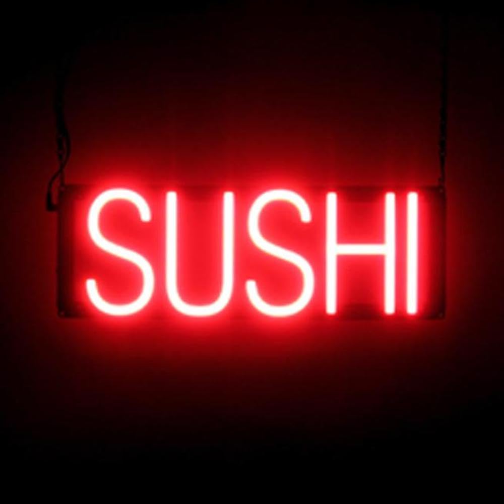 SpellBrite LED Neon SUSHI Sign for Business - Red, 18" x 6"