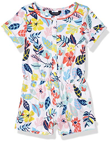 Nautica Girls' Fashion Romper, Floral Blu Grotto, 6X