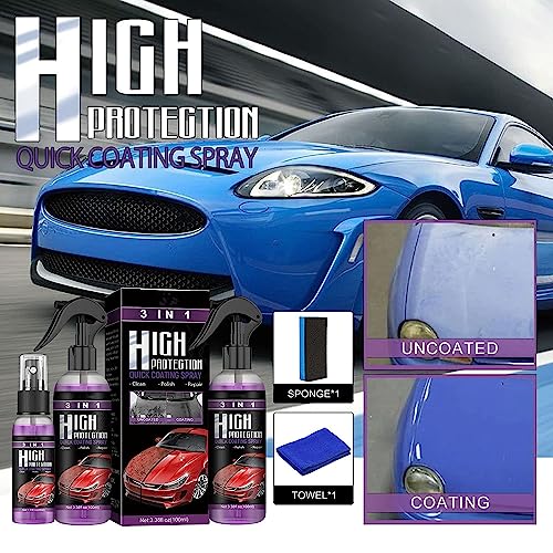 2PCS 3 in 1 high Protection Quick Coating Spray, Fast fine Scratch Repair, Fast car Coating, Plastic Parts Refurbisher, car Scratch Nano Repair Spray (2 Pieces 200ml) + Brush Cloth