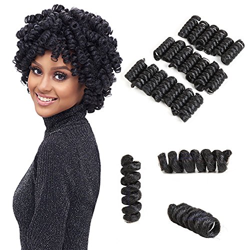 CooCooJoo 5 Inch 20 Strands/Pack Jamaican Bounce Crochet Hair Wand Curl Synthetic Hair Crochet Braids Afro Kinky Braiding Hair Extensions African Braids (1B)