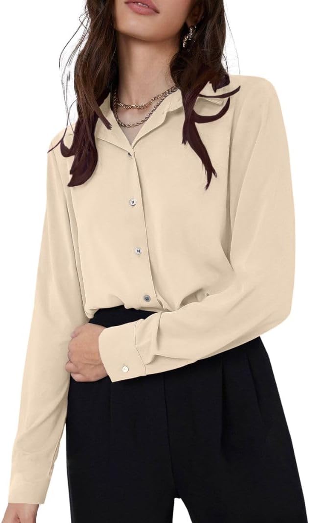 GRECIILOOKS Women's Rayon Oversized Fit Crop Top Korean Style Long Sleeve Oversized Button Down | Workwear Top for Office & Leisure (Available in Plus Size and Combo Pack of 2)