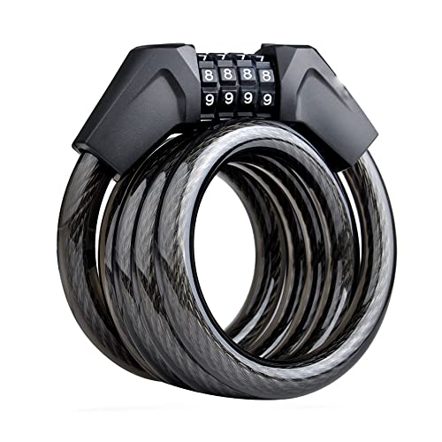 Antivol de vélo à combinaison réinitialisable 4 chiffres avec câble rétractable - 2