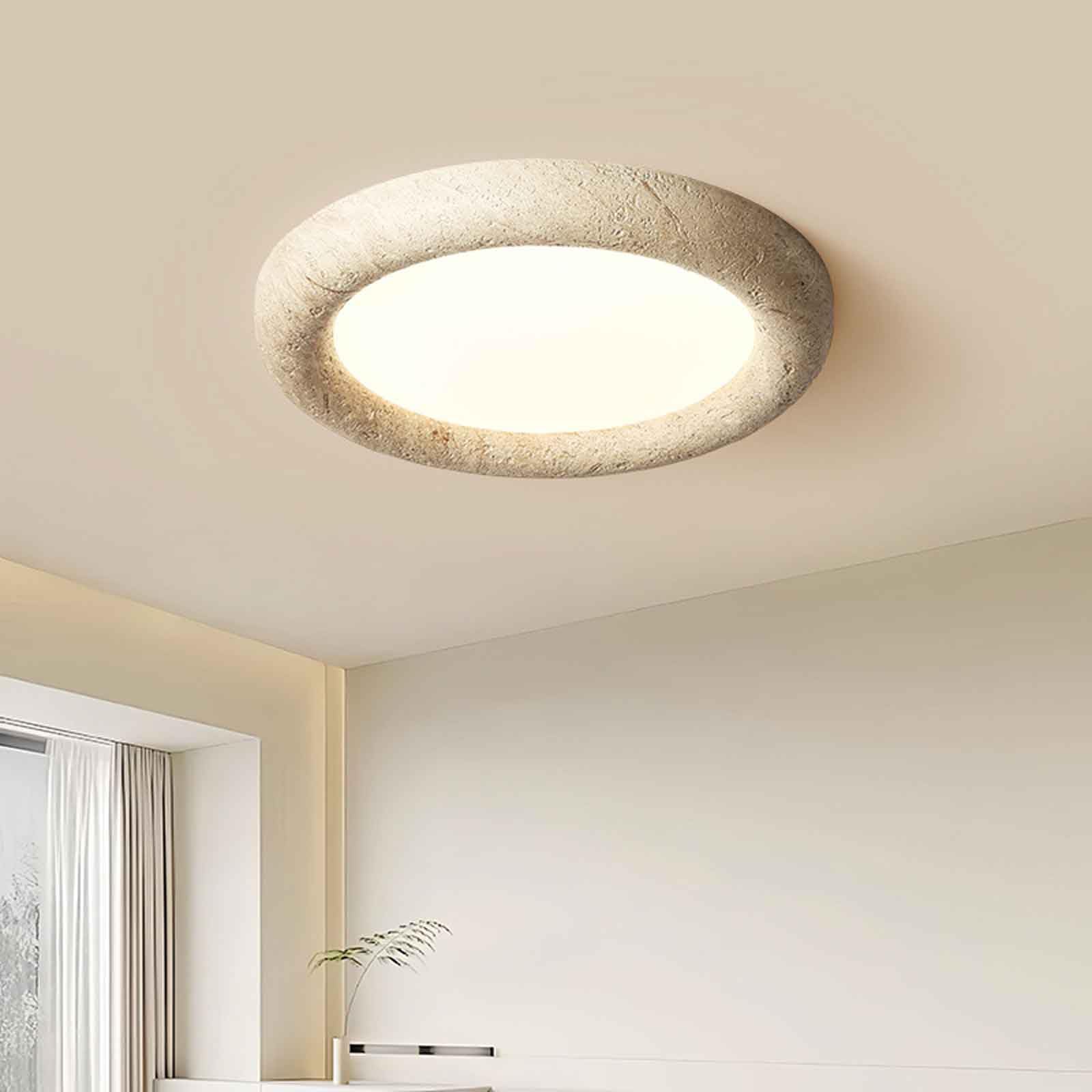 Plafoniera retrò giapponese Soggiorno Lampada da soffitto rotonda a LED da incasso Plafoniera in pietra naturale in marmo Lampada da soffitto in fattoria per camera da letto Cucina Sala da pranz