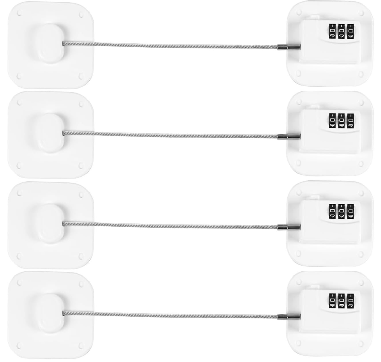 Fridge Lock Refrigerator Lock Freezer Lock Child Locks for Cabinets and Drawers Easy Install No Keys Combination Lock Multifunctional Child Safety Cabinet Lock(4, White) — image 1
