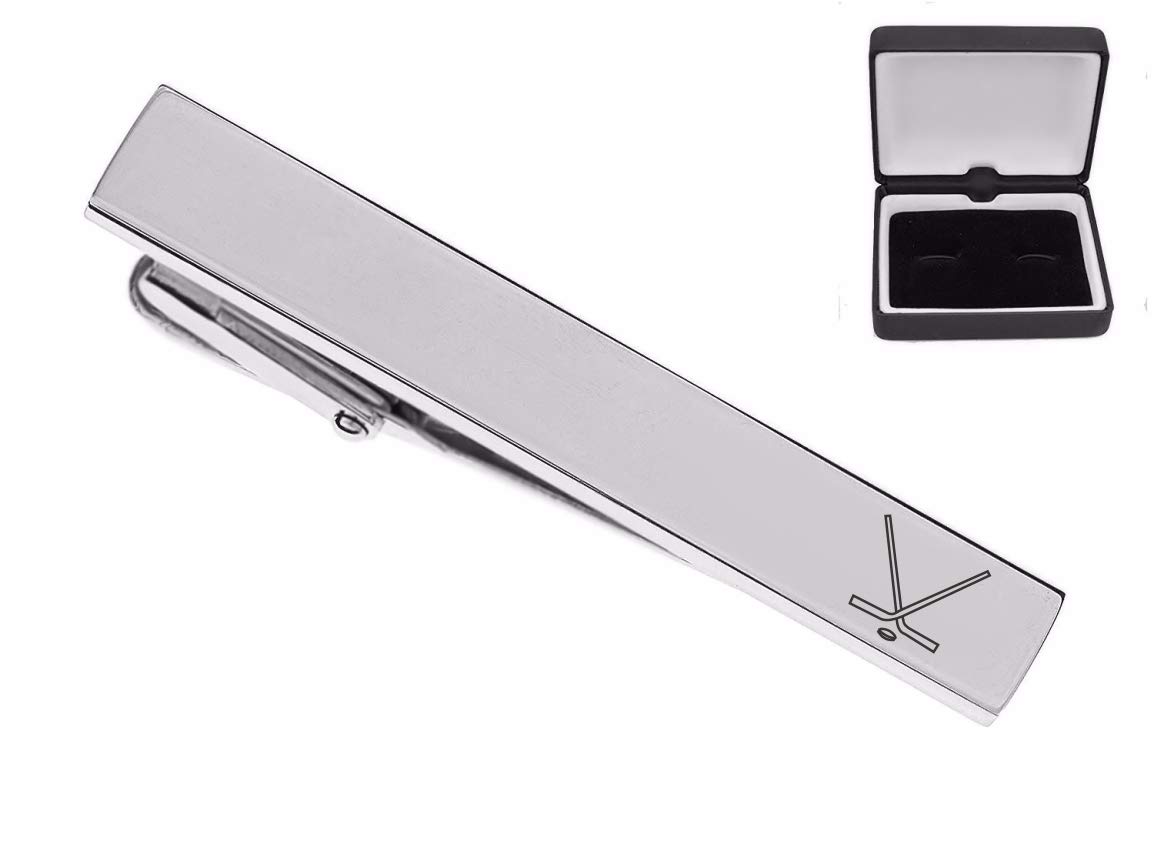 personalized silver stainless tie clip for hockey players amp coaches custom engraved free - ships from usa
