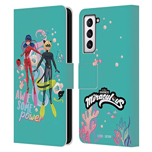 Protection Samsung S21 5G Aqua Ladybug étui cuir clapet aimanté