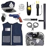 deAO Police Deguisement Enfant Policier Costume Gilet Ensemble de Costume de Police avec C...