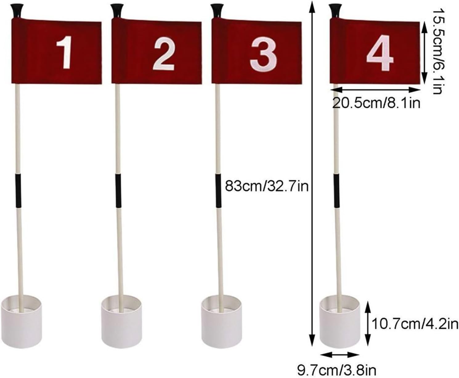 Flag Stick Golf Putting Green Flag for Yard, Detachable Numbered Golf Flags, Golf Pin Flags Hole Cup Set, Portable 2-Section Design, Gifts Idea