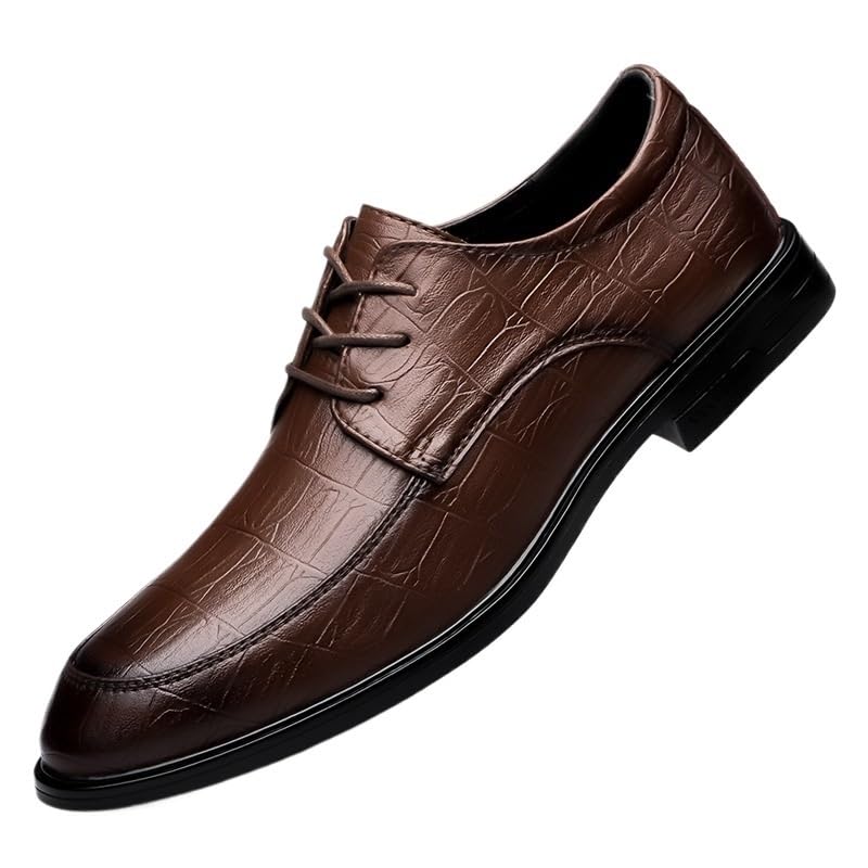 Formal Shoes for Mens Lace-up Working Leather Non Slip Low Top Block Heel Office Pointed Toe